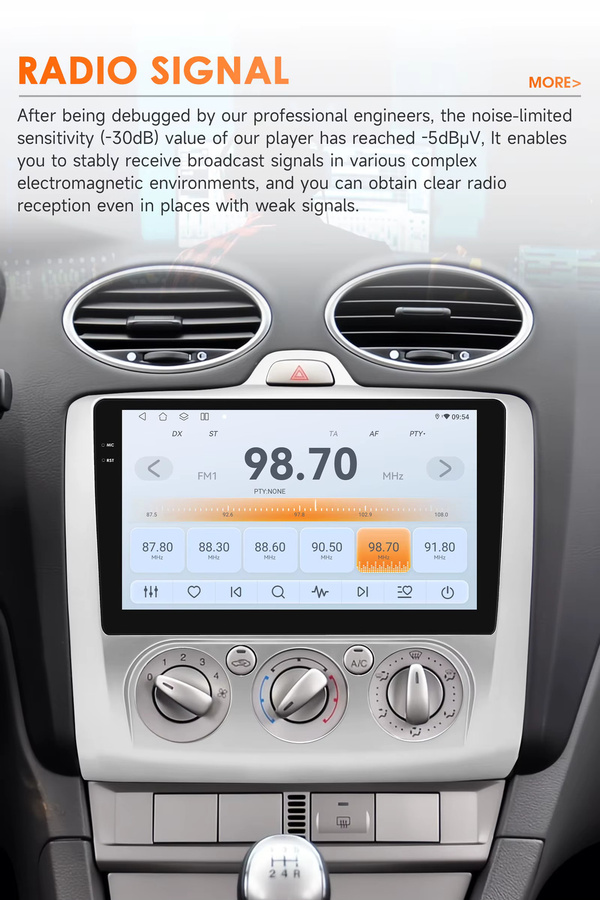 OSSURET Android 14 Auto Radio für Ford Focus 2 3 Mk2 Mk3 mit Snapdragon 8 Core, Multimedia Player mit Carplay, 4G, WiFi 6 und Bluetooth 5.4, Schwarz - Bild 3