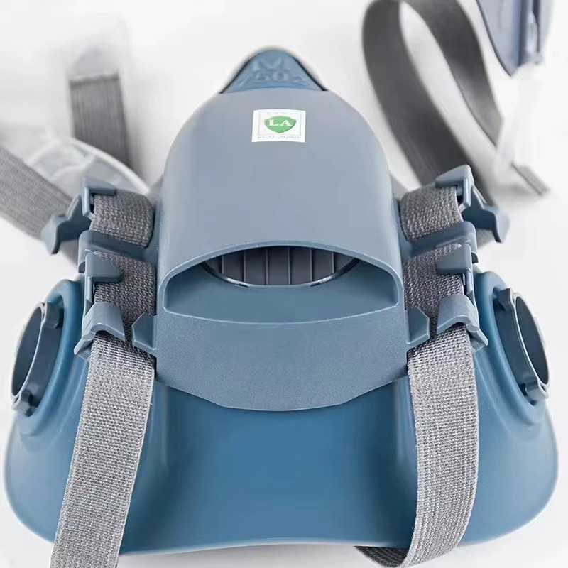 AnruiGe PROTECT Gasmaske Chemische Atemschutzmaske in Blau mit 6001/2091 Filtern für Industriefarben-Spritzarbeiten gegen organische Dämpfe - Bild 2