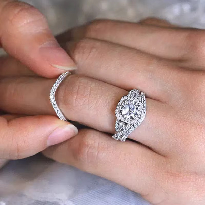 Huitan Trendy Ringe Set, Silber, Zirkonia, Damen - Bild 2