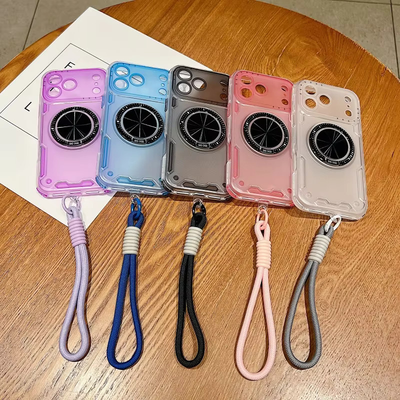 EHUIDE 3-in-1 Ringständer-Hülle für iPhone 11 bis 17 Pro Max Plus, stoßfeste TPU-PC Schutzhülle mit Handgelenkschlaufe und Tragekordel, transparent - Bild 3