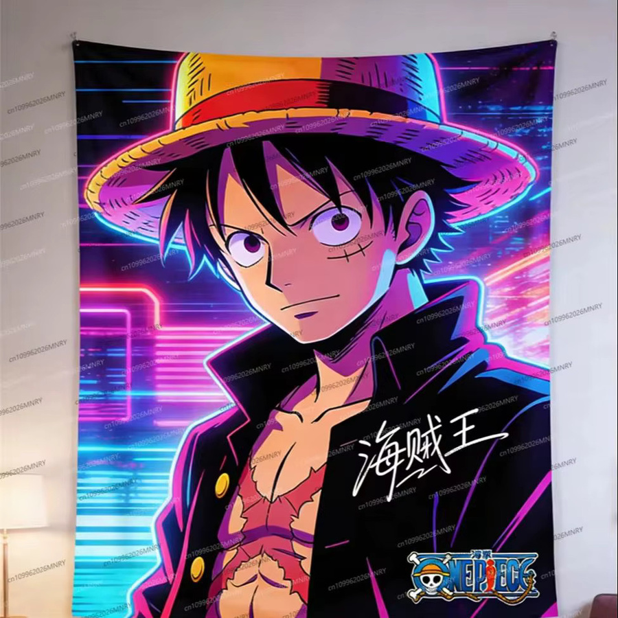 Bandai 3D-Effekt Wandteppich One Piece Luffy Anime Piratenflaggen Motiv Hängende Dekoration Multicolour - Bild 3