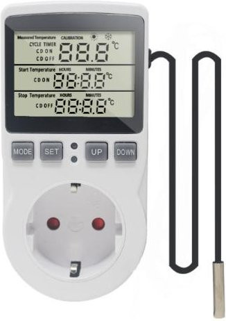 YJMP Digitaler Temperaturregler mit Timer und Sensor Sonde in Weiß - Bild 1