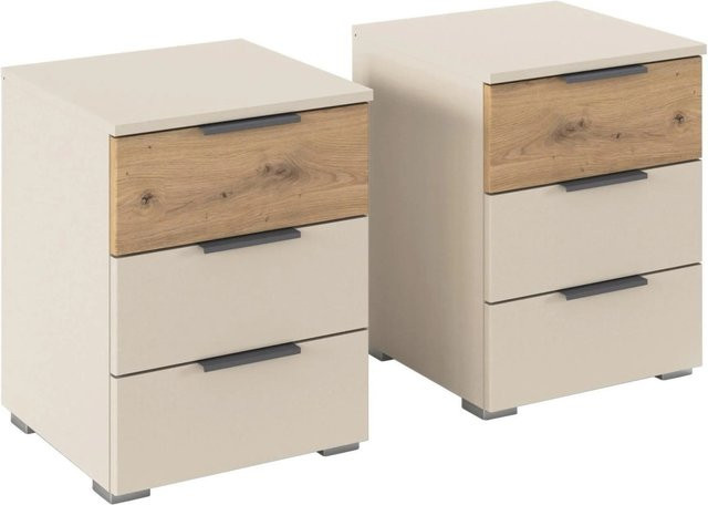 Premium Living Nachtkästchenset Ellmau in Champagner und Eiche mit Schubladen, B/T/H: 40 x 40 x 52 cm - Bild 1