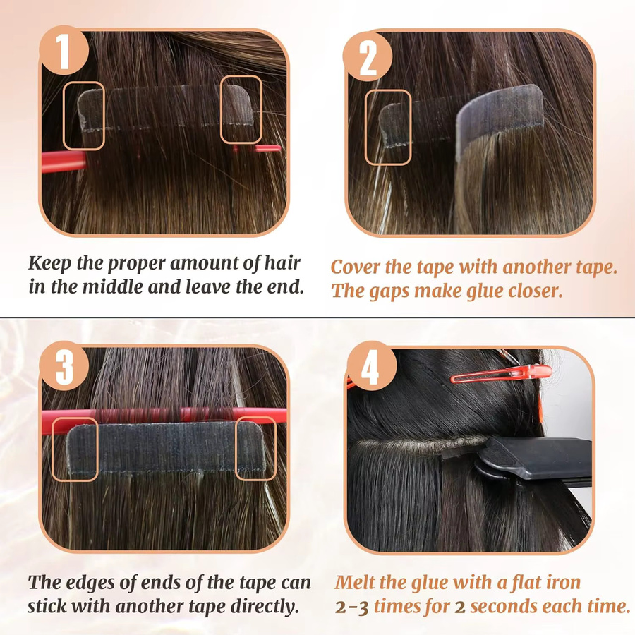 Ugeat Tape-in Haarverlängerungen Echthaar, Balayage, Glatt, 12-14 Zoll, Damen - Bild 6