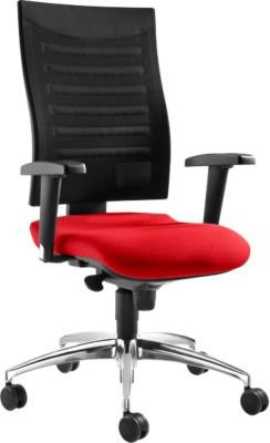 Schäfer Shop Pure Bürostuhl SSI Proline S2 mit Armlehnen, Punkt-Synchronmechanik und Bandscheibensitz in Rot/Schwarz - Bild 1
