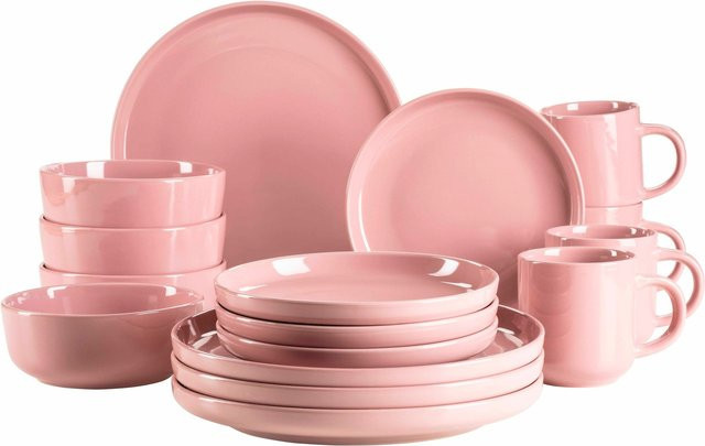 Mäser Kombiservice ALENIA aus Steinzeug in Weiß, Grau, Schwarz und Pink - Bild 1