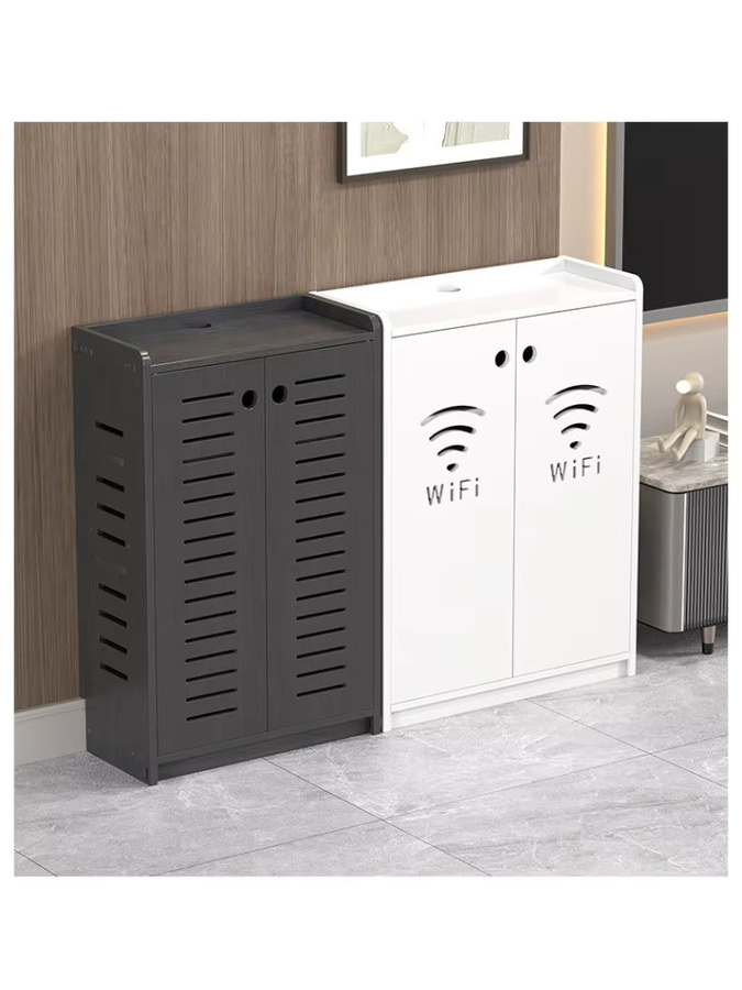 LEWEN Router-Regal Bodenstehendes Aufbewahrungsregal in Weiß Matt mit Rückwand für Wohnzimmer und Schlafzimmer B/T/H: 60,0 x 50,0 x 25,0 cm - Bild 7