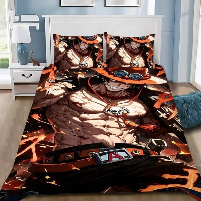 Bettwäscheset One Piece mit Luffy Motiv, 3-teiliges Set aus Bettbezug und Kissenbezügen aus Mikrofaser, B/H: 180 x 210 cm, Mehrfarbig - Bild 1