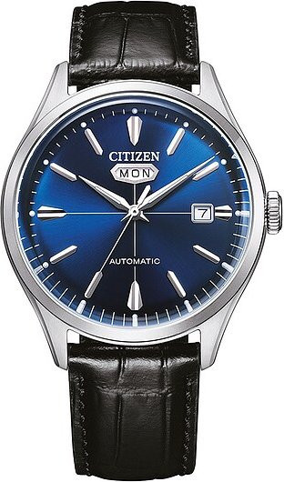 Citizen Armbanduhr, Automatik, Edelstahl, Blau, Leder, Herren - Bild 1