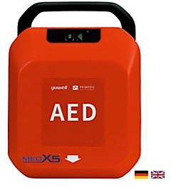 Defibrillator MedX5 HeartSave YA mit automatischer Schockabgabe, Sprachausgabe DE/EN und Grafikanzeige, Farbe Rot/Schwarz, IP55 Schutzklasse - Bild 1