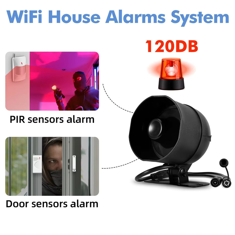 KERUI Tuya Smart WiFi Alarmsystem mit 120 dB Sirene und Tür-Fenster-Sensor in Schwarz - Bild 3