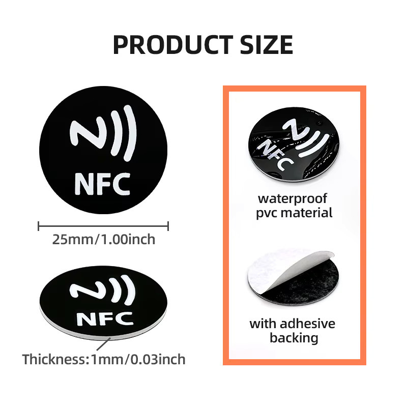 SZGHR Programmierbarer NFC-Tag NTAG215 13,56 MHz Universal Smart Devices NFC-Chipaufkleber 504 Bytes Personal Automation TagMo PVC-Münzanhänger in Schwarz - Bild 2