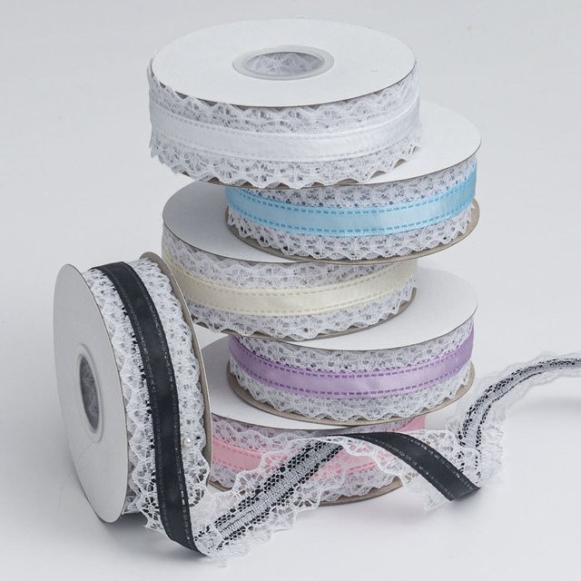 Polyester-Band mit gewelltem Spitzenbesatz für DIY-Bastelarbeiten und Geschenkverpackungen, 10 Yards pro Rolle, Breite: 3 cm - Bild 1