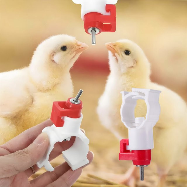 Adhere To Fly Hühnertrinker 360 Grad Clip-on-Hühnerstalltränke aus PVC in Weiß, 50 Stück für 20/22 x 22/25 mm Durchmesser - Bild 1