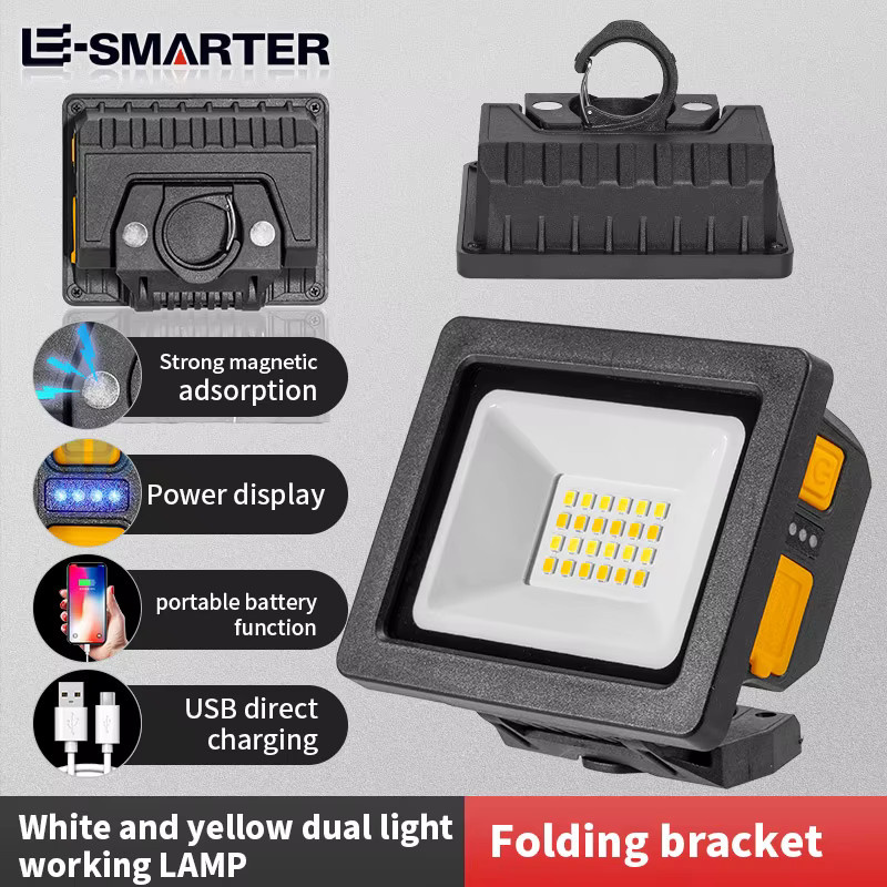 ESMARTER Multifunktionale COB LED Arbeitslampe mit USB-Ladefunktion, magnetisch und verstellbar, Schwarz - Bild 5