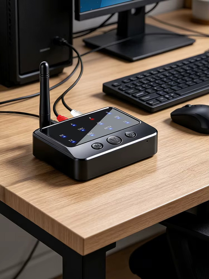 KEBIDUMEI Bluetooth 6.0 Audio-Adapter Schwarz mit 3,5 mm Klinke und RCA für PC und TV als Empfänger und Sender mit AptX-Adaptive, AD/HD/LL und AAC - Bild 4