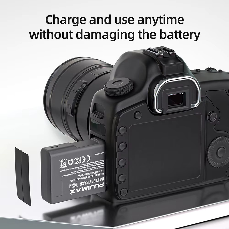 PUJIMAX Akku und LCD USB Dual Ladegerät Set für Nikon D3100 D3200 D3300 D5100 D5200 D5300 P7000 in Schwarz - Bild 3