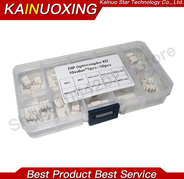 KAINUOXING DIP-Optokoppler-Kit mit 50 Stück in 10 verschiedenen Werten, Modelle 4N25, 4N35, MOC3021, MOC3022, MOC3023, MOC3041, MOC3043, MOC3052, MOC3061, MOC3063, transparent - Bild 1