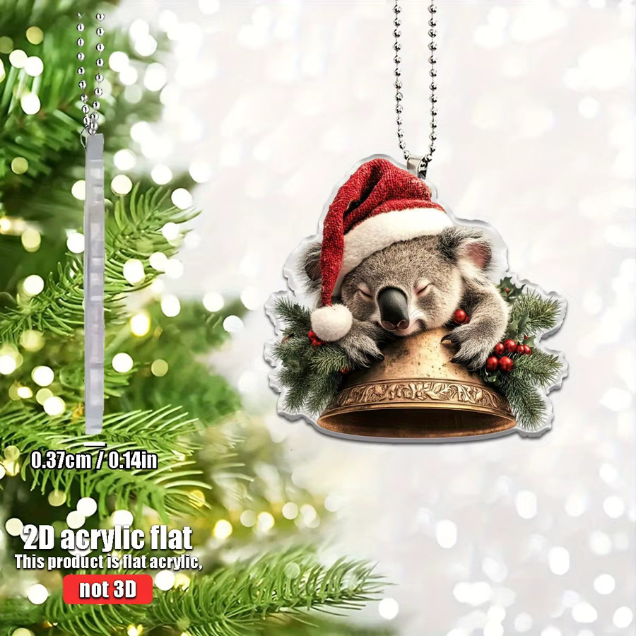Weihnachtsbaum-Anhänger aus Acryl mit Koala, Weihnachtsmütze, Ast und Glocken in Multicolor - Bild 3