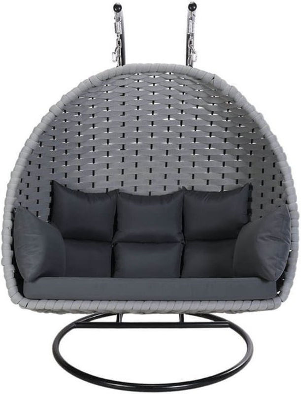 Home Deluxe Hängesessel CADEIRA Egg-Design mit Standmontage und Kissen in Grau und Schwarz - Bild 4