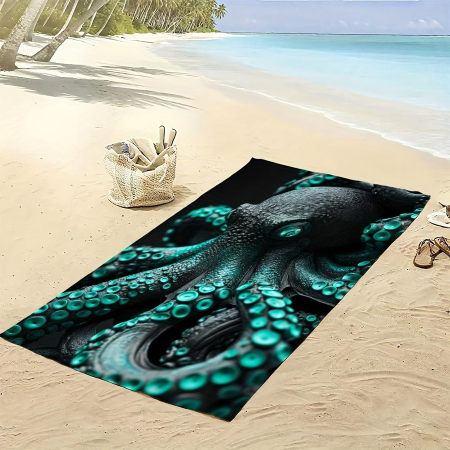 Dalangpa Übergroßes Mikrofaserhandtuch Oktopus mit grünen Augen, weich und sandfrei, B: 40 cm, H: 60 cm - Bild 3