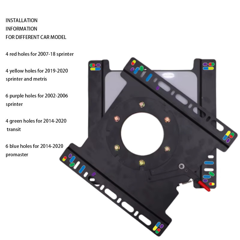HWHONGRV Universeller manueller Sitzdrehadapter in Schwarz, kompatibel mit Sprinter, Promaster, VW T6/T5 Multivan, FJ Cruiser und Metris - Bild 2