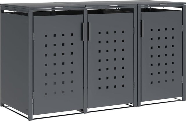 DEGAMO Mülltonnenbox TRIER aus Stahl in Anthrazit für 3 Mülltonnen (120 und 240 Liter), B/T/H: 200 x 80 x 116 cm - Bild 1