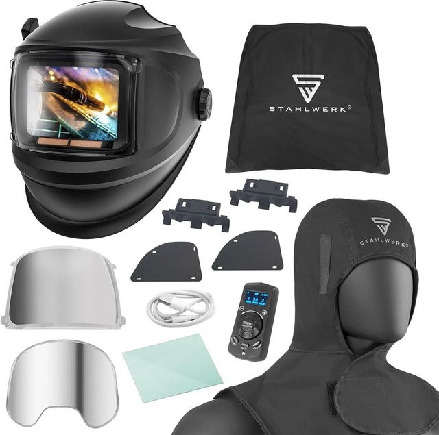 STAHLWERK Automatik Schweißhelm MASTER Set mit True Colour Schweißhaube in Schwarz - Bild 1