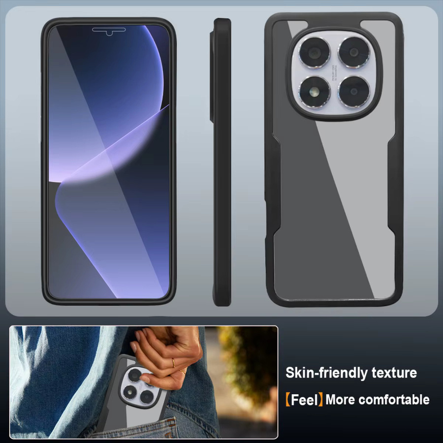 Stoßfeste 360 Grad Handyhülle für Xiaomi Redmi Note 15 Pro Plus 5G mit integriertem Displayschutz und transparenter Rückseite in Schwarz und Transparent - Bild 2
