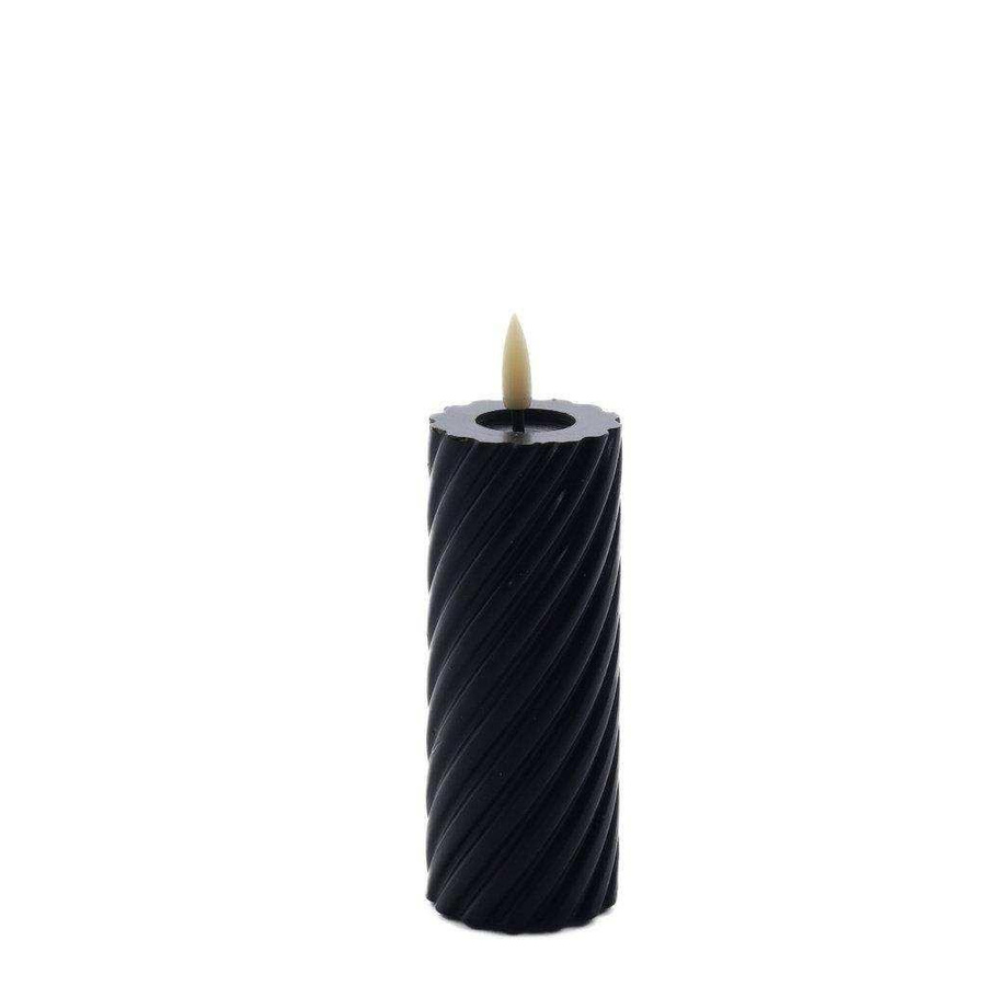 Mansion atmosphere LED-Kerze Swirl in Schwarz mit Flackereffekt, rustic Design, Höhe: 12,5 cm, Durchmesser: 5 cm - Bild 1