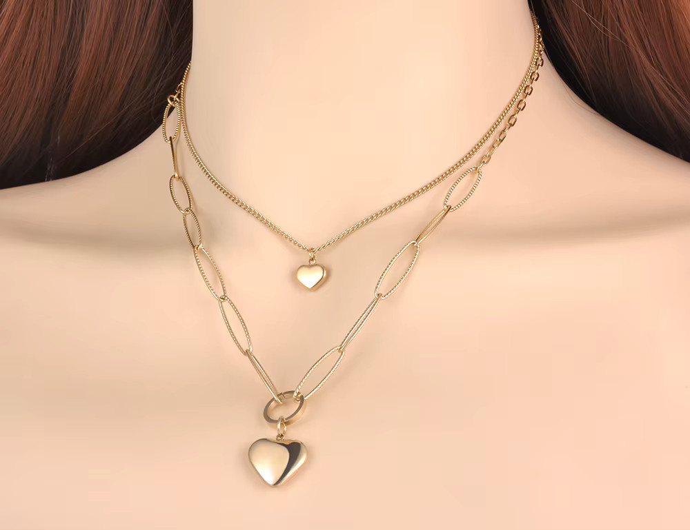 Lokaer Halskette, Herz Charme Anhänger, Edelstahl, Gold, Damen - Bild 2