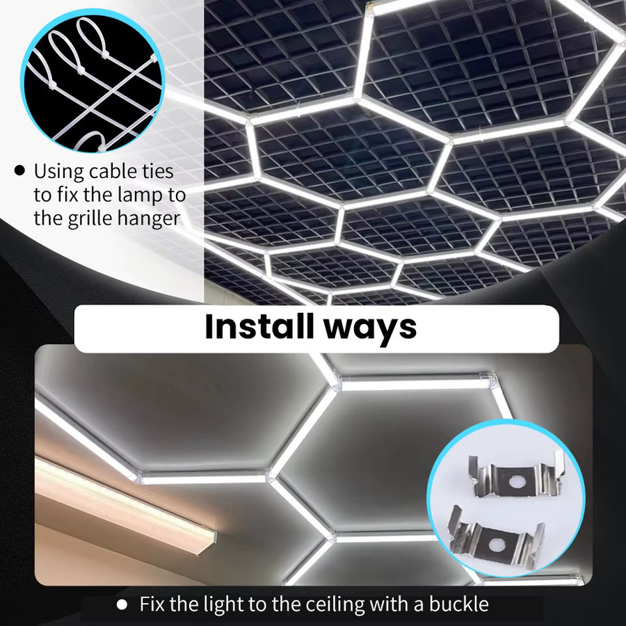 PIBAOGU LED Hexagon Deckenleuchte für Garage und Werkstatt in Weiß - Bild 4
