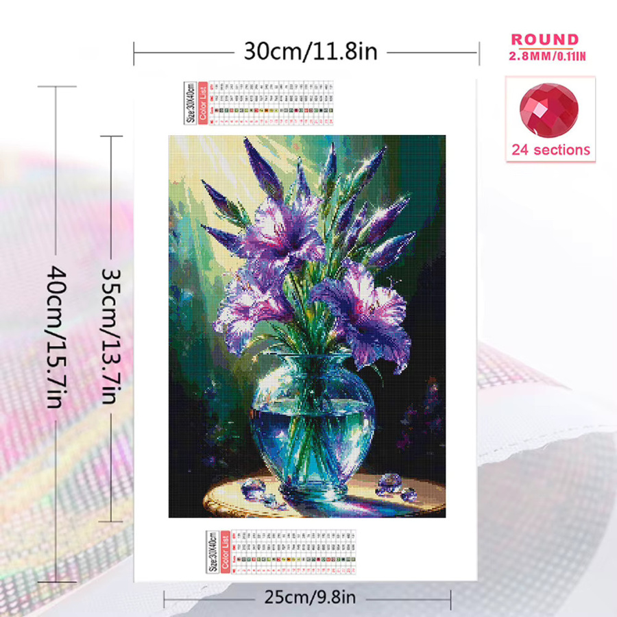 Evershine Diamant-Stickerei Iris Blume DIY Mosaik-Bild mit quadratischen Strasssteinen - Bild 2