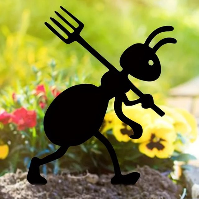 HelloYoung Gartendekoration Ameisen aus Metall in Schwarz als Gartenornament für Hof und Rasen - Bild 1