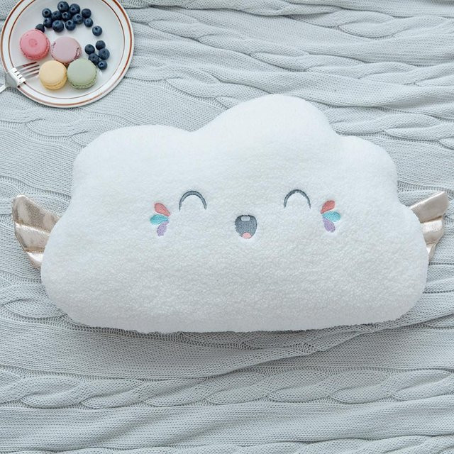 Linyi Toy Wolkenmondstern Plüschkissen in Weiß als weiches Kuscheltier und Dekoration für Mädchen - Bild 1