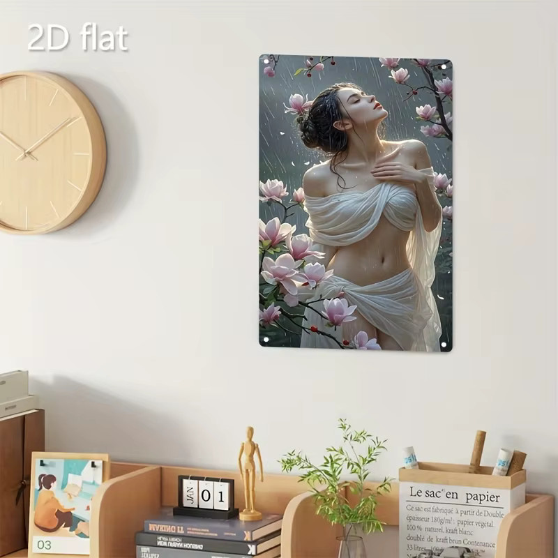 HELLOYOUNG Metall-Wandkunst im chinesischen Stil mit traditioneller Frau und Kirschblüten als Wanddekoration aus Eisen - Bild 3
