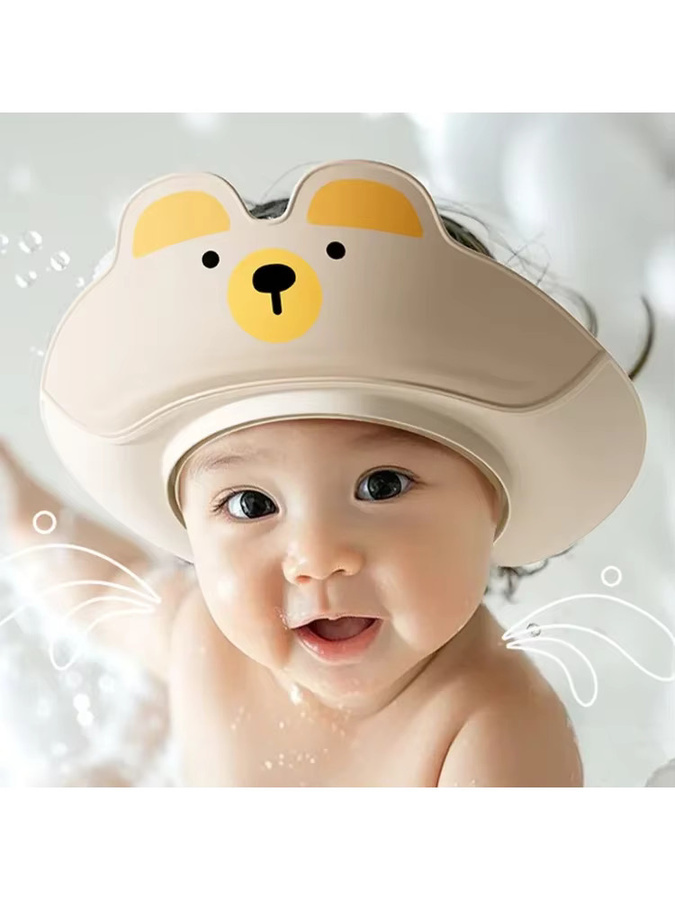 Einstellbare Kinder Shampoo Kappe Dinosaurier in Pink als wasserdichtes Bad Visier mit Gehörschutz für Babys und Kleinkinder - Bild 2