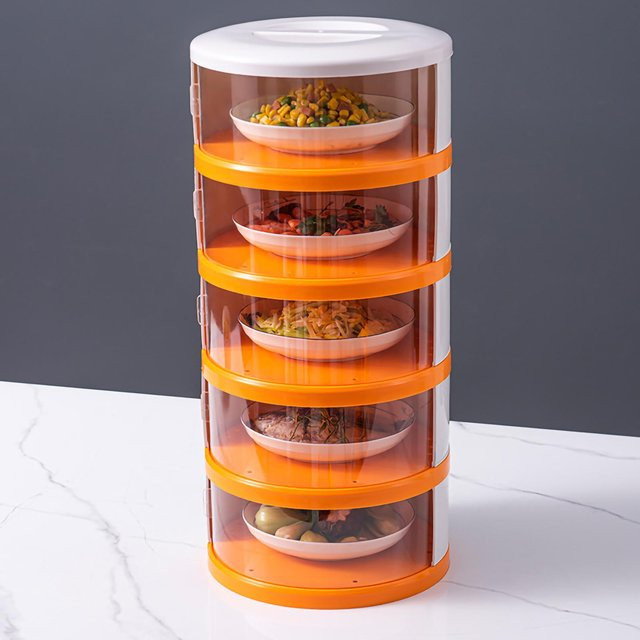 Aimo Isolierte Lebensmittelabdeckung aus Kunststoff, Transparente Speisenabdeckung in Orange, Stapelbarer Insektenschutz für die Lebensmittelaufbewahrung - Bild 1