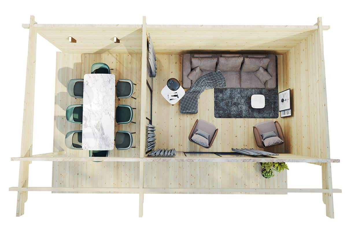 Modernes Gartenhaus Luna mit Terrasse 12m² B: 7 m, T: 5 m - Bild 2