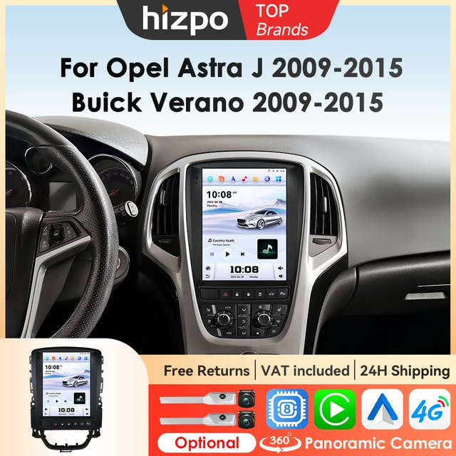 Hizpo Android Autoradio im Tesla-Stil für Opel Astra J und Buick Verano 2009 - 2015 mit GPS-Navigation und Carplay in Schwarz - Bild 1