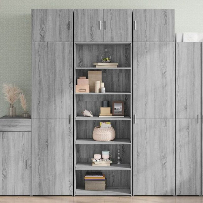 Vidaxl Highboard Vitrinenschrank in Grau Sonoma aus Holzwerkstoff, B/T/H: 70 x 41 x 185 cm - Bild 1