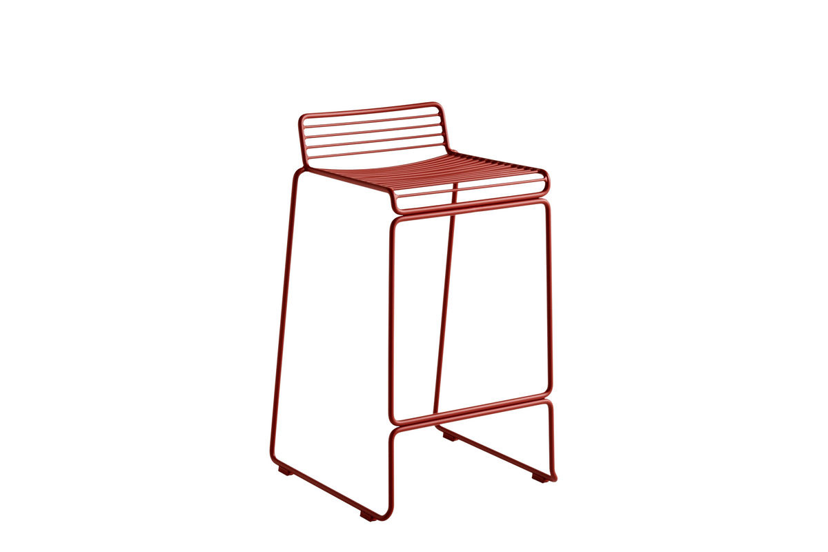 HAY Hee Bar Stool aus pulverbeschichtetem Metalldraht in Rot - Bild 2