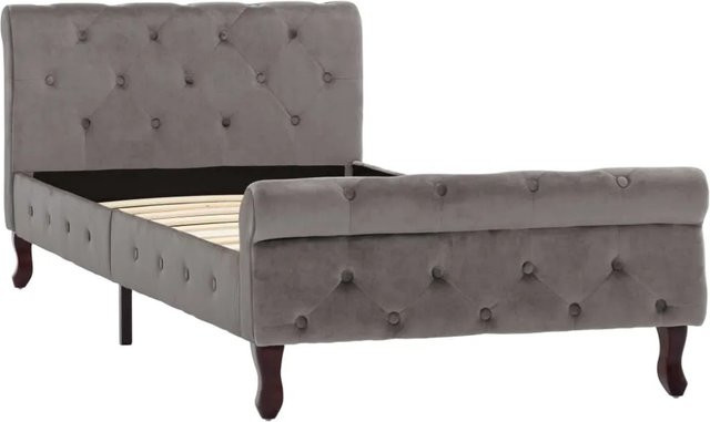 vidaXL Bettgestell aus Samt in Grau, B/T/H: 90 x 200 x 226 cm - Bild 1