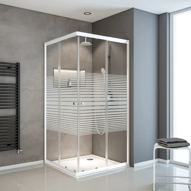 Schulte Eckdusche Sunny Schiebetür in Alpinweiß und Silber, B/T/H: 90 x 90 x 175 cm - Bild 1