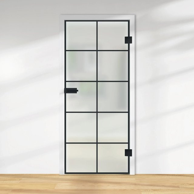 Skyscope Glasdrehtür ESG satiniert Siebdruck, Farbe: Weiß, Rechtsanschlag, H x B x T: 197,2 x 83,4 x 0,8 cm - Bild 1