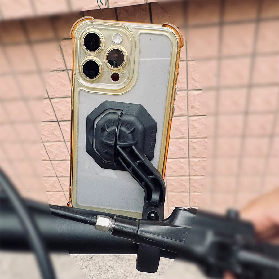 Magnetische Smartphone Halterung für MTB und Motorrad Lenker mit Vorbau Klemme und Universal Adapter, Schwarz - Bild 3