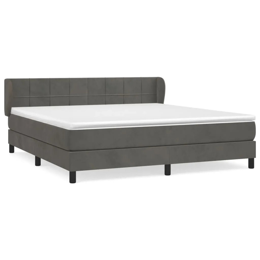 vidaXL Boxspringbett mit Matratze Dunkelgrau Samt B/T: 160 x 200 cm - Bild 2