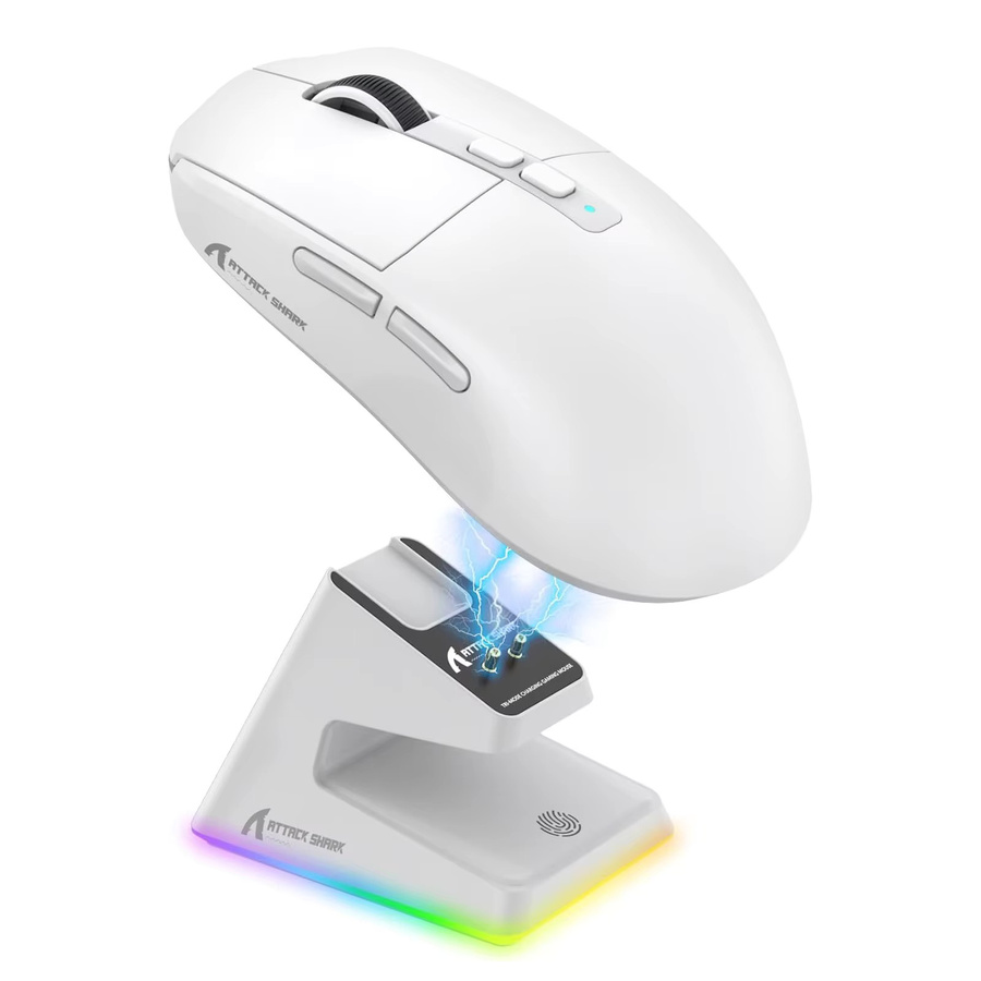 Attack Shark X6 Superlight Gaming-Maus mit magnetischer Ladestation, 26000 DPI PAW3395 Sensor, kabellos via Bluetooth oder 2.4G sowie kabelgebunden - Bild 3