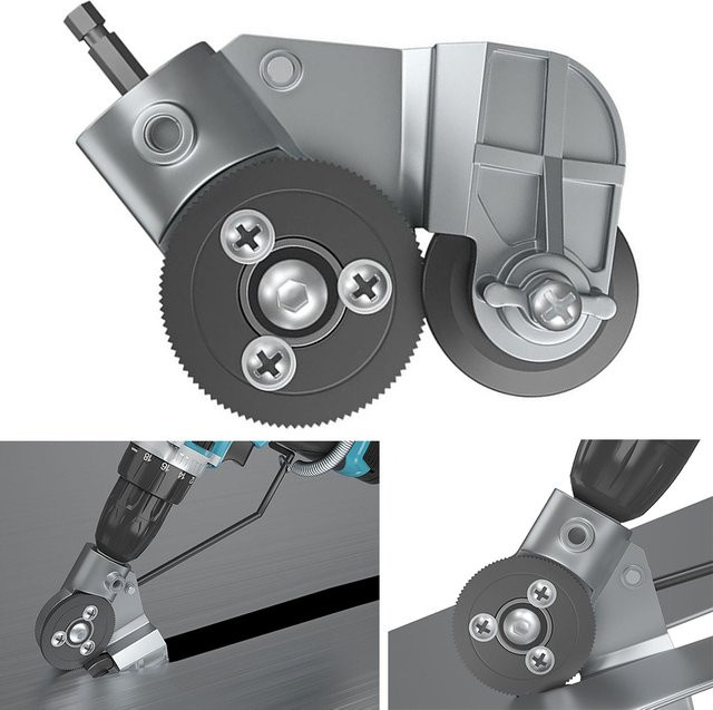Alloet Elektrische Bohrmaschinen-Plattenschere in Silber zum Schneiden von Metall und Eisen - Bild 1