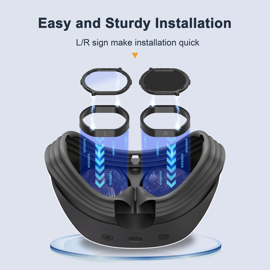 DEVASO Objektivschutz-Abdeckungsset für PSVR2 in Schwarz, Schutzzubehör mit Brillenabstandshalter und kratzfestem Ring, kompatibel mit PlayStation VR2 - Bild 2